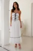 Garden Goddess Strapless Maxi Dress White sold by Hello Molly