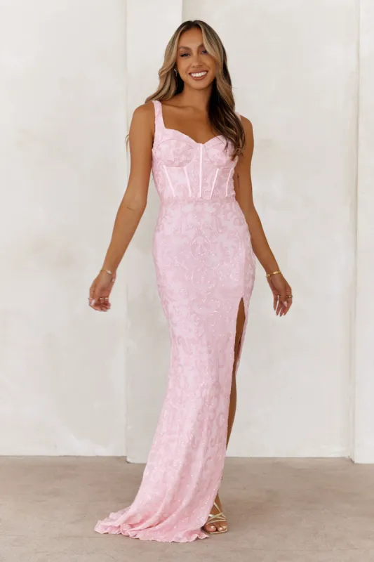 Glimmering Galaxies Sequin Maxi Dress Pink sold by Hello Molly