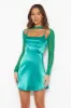 You're Fancy Satin Mini Dress Green sold by Hello Molly