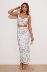 Dainty Touch Lace Maxi Skirt Blue sold by Hello Molly