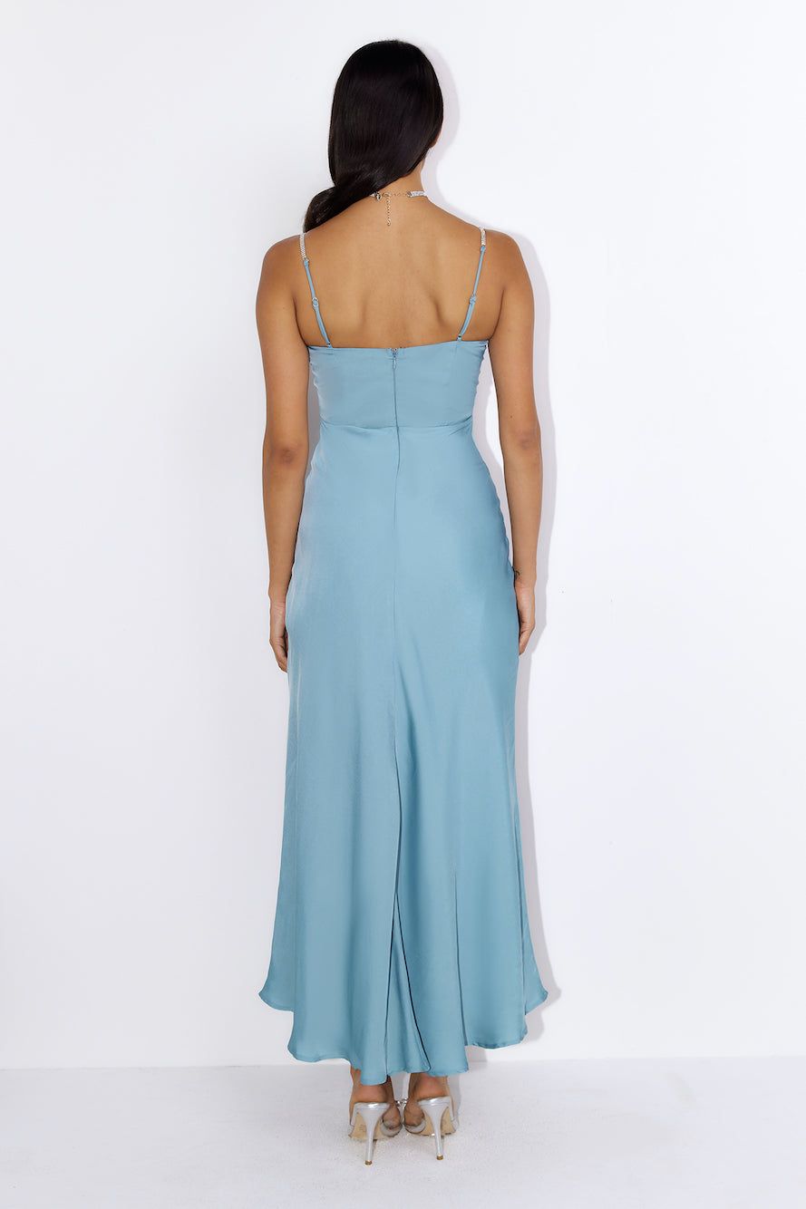 Special Details Satin Maxi Dress Blue sold by Hello Molly product image thumbnail 4