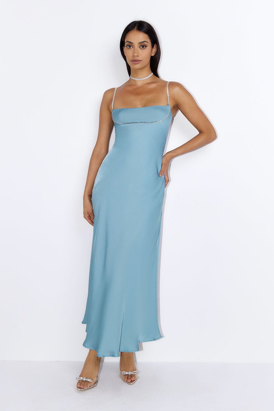 Special Details Satin Maxi Dress Blue sold by Hello Molly product image thumbnail 2