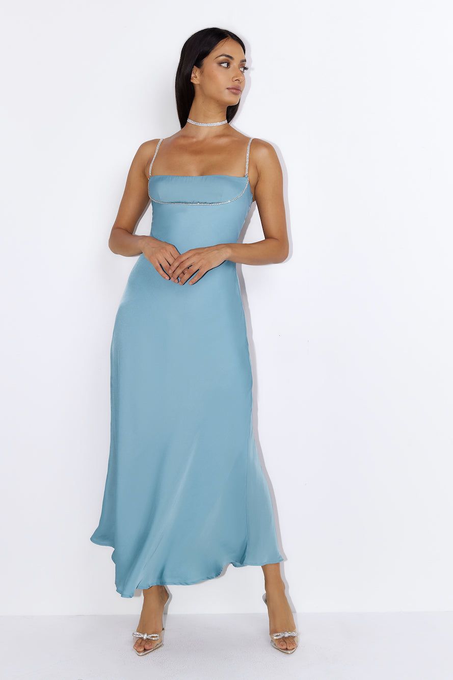 Special Details Satin Maxi Dress Blue sold by Hello Molly product image thumbnail 3