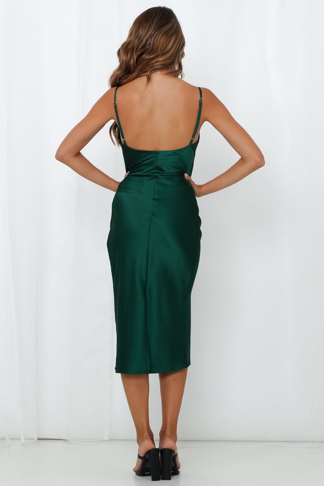 Feel Like Laughing Satin Midi Dress Emerald sold by Hello Molly product image thumbnail 5