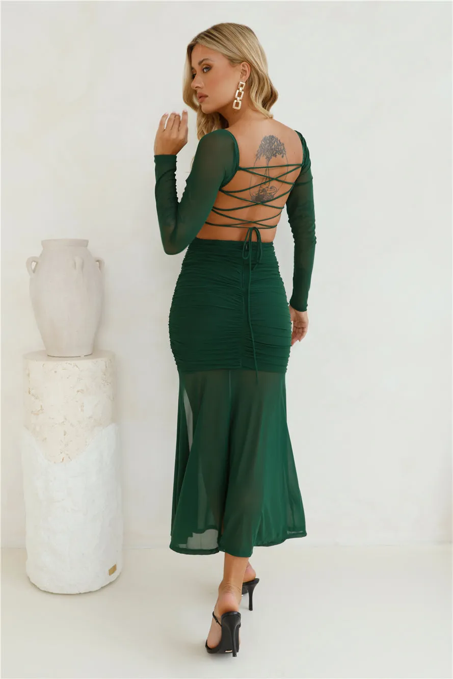 Grand Gesture Long Sleeve Mesh Maxi Dress Green sold by Hello Molly product image thumbnail 4