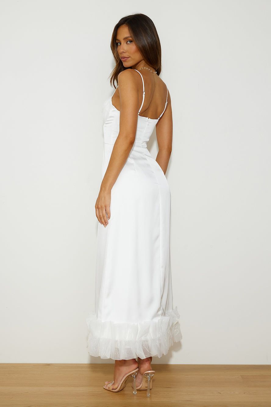 All Your Attention Satin Maxi Dress White sold by Hello Molly product image thumbnail 4