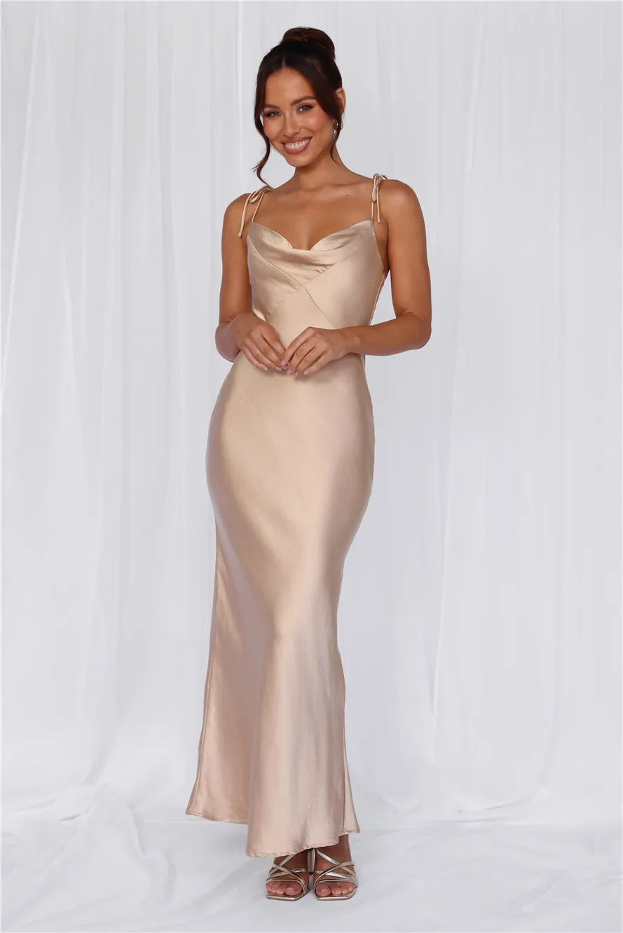 HELLO MOLLY The Penelope Cowl Satin Maxi Dress Champagne sold by Hello Molly product image thumbnail 3