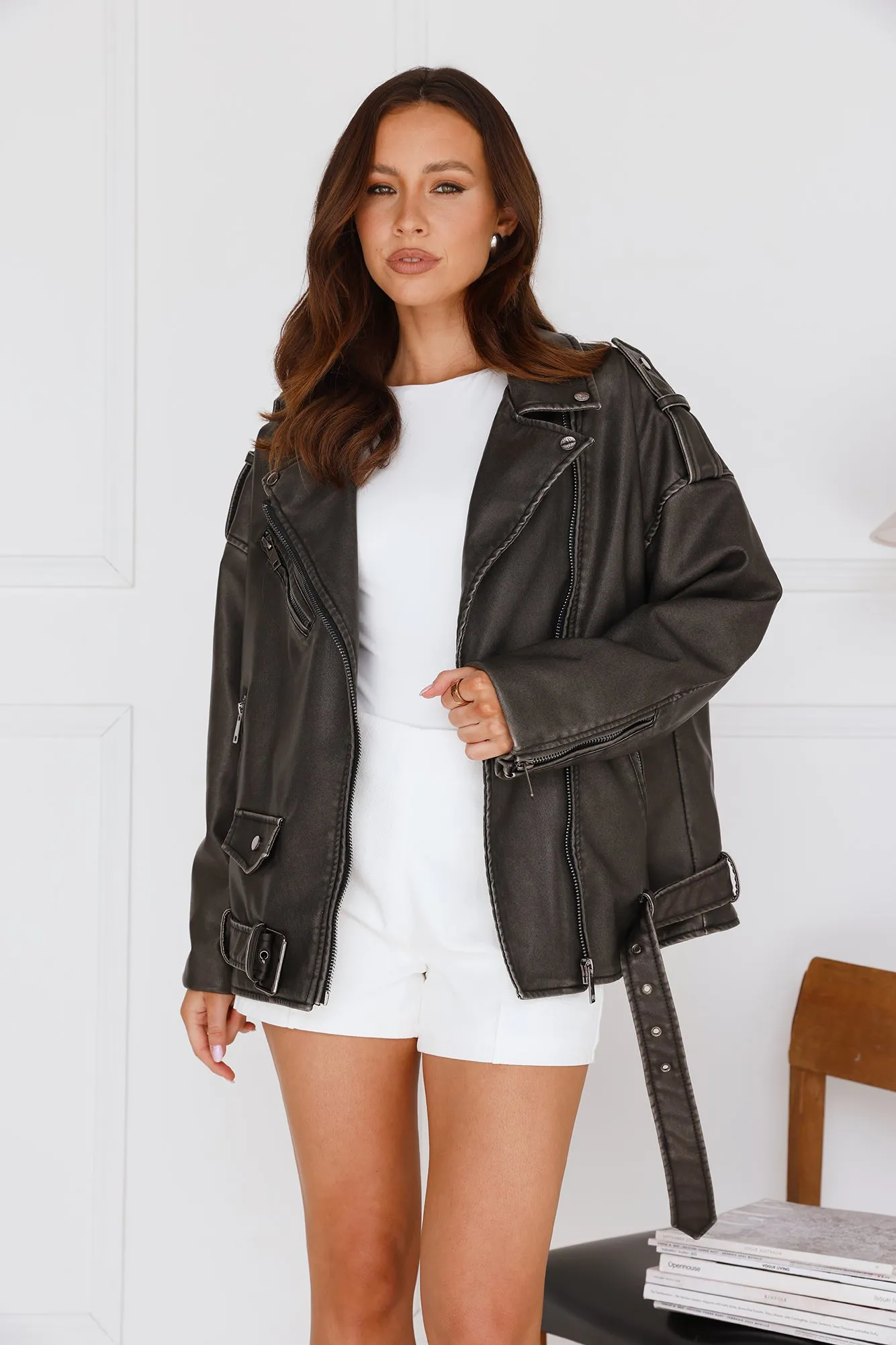 LIONESS Ace Biker Jacket Charcoal sold by Hello Molly product image thumbnail 4