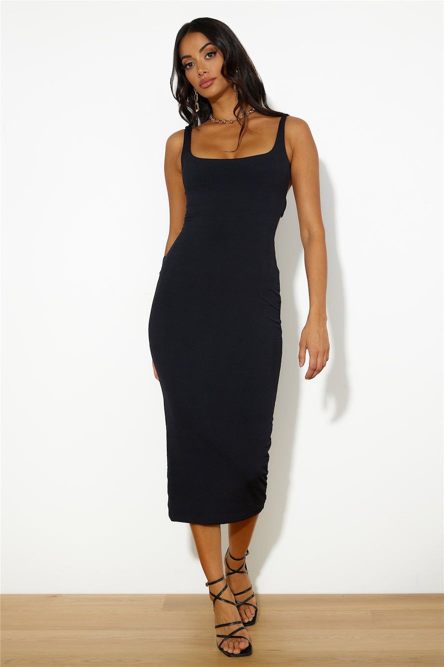 Girls' Night Ribbed Midi Dress Black sold by Hello Molly product image thumbnail 3