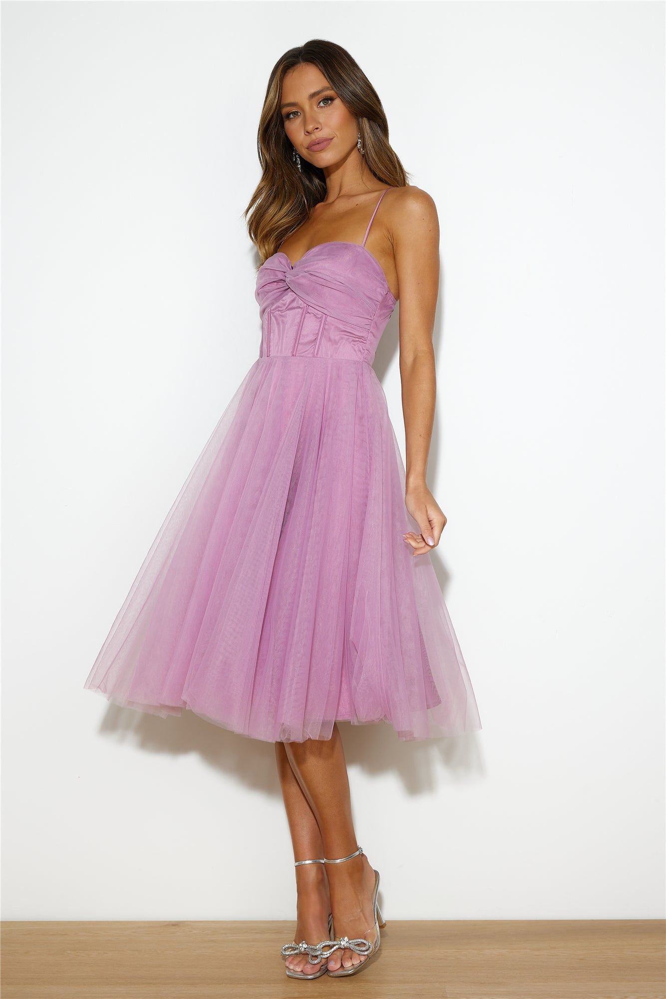 Glam Feeling Tulle Midi Dress Pink sold by Hello Molly