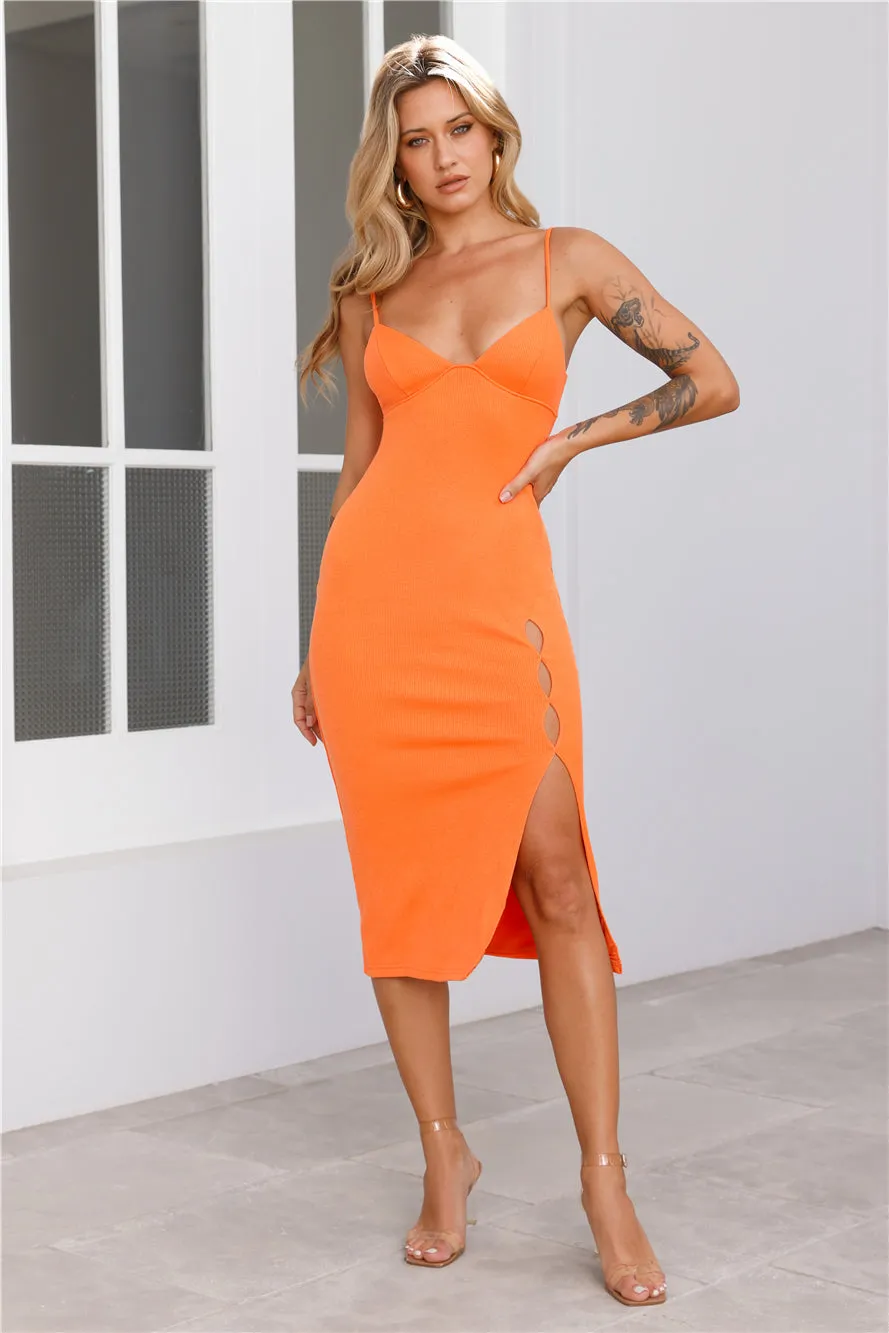 Lips Talking Midi Dress Orange sold by Hello Molly product image thumbnail 2