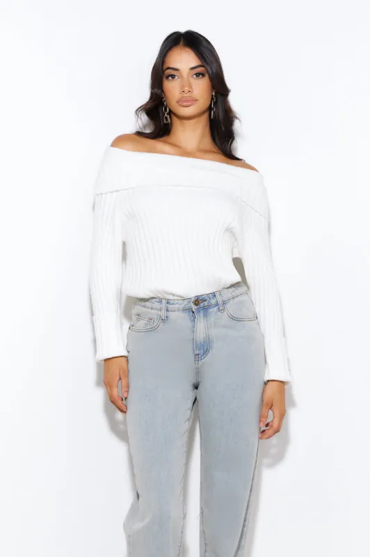 Winter Date Night Knit Top White sold by Hello Molly