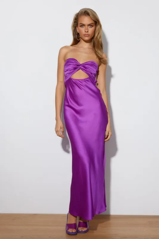 Curious Love Satin Maxi Dress Purple sold by Hello Molly