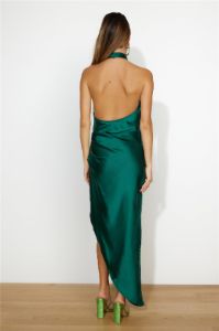 Dressed To Impress Satin Midi Dress Forest Green sold by Hello Molly