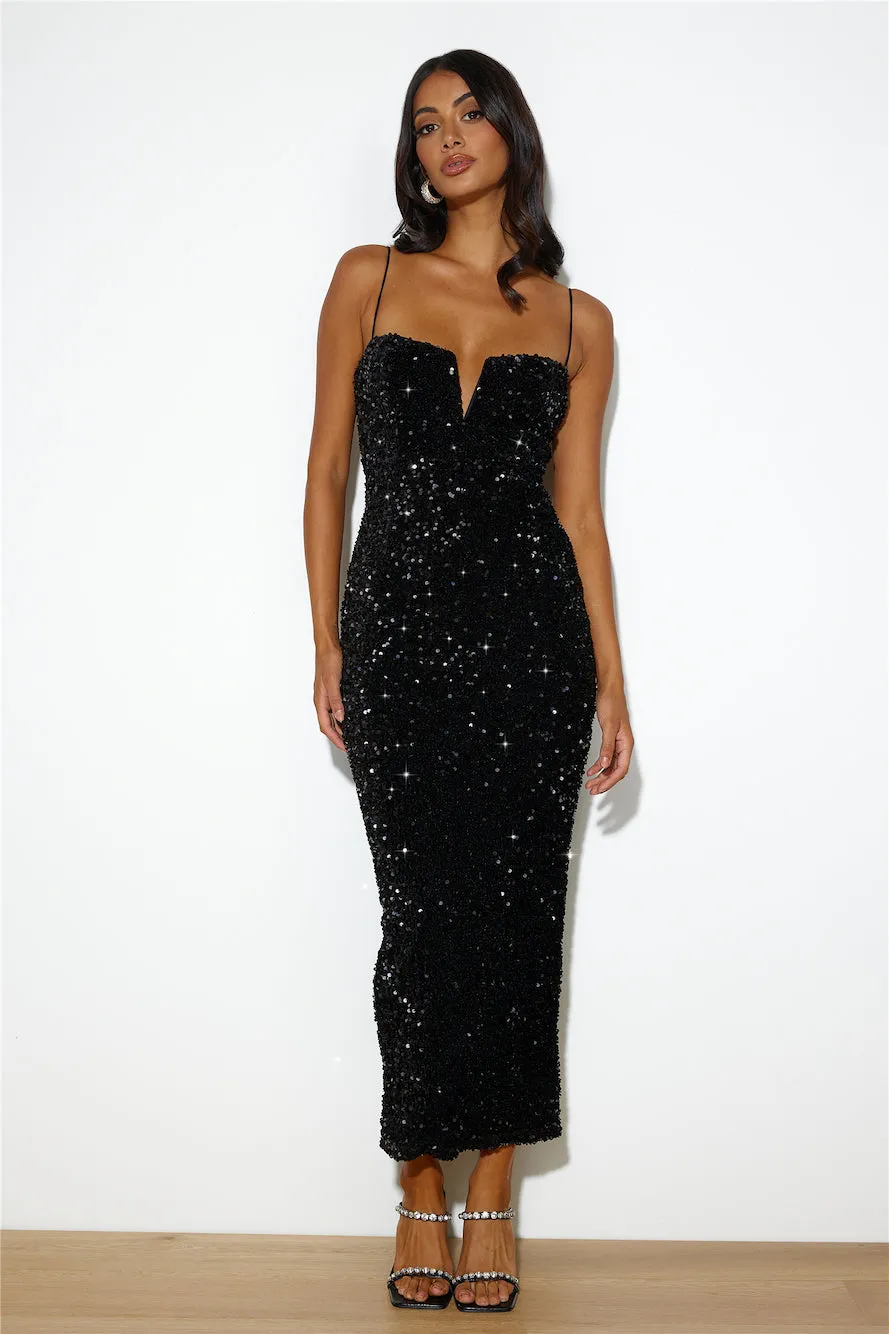 Party Mood Sequin Maxi Dress Black sold by Hello Molly product image thumbnail 2