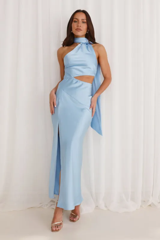 Francesca Satin Midi Dress Blue sold by Hello Molly