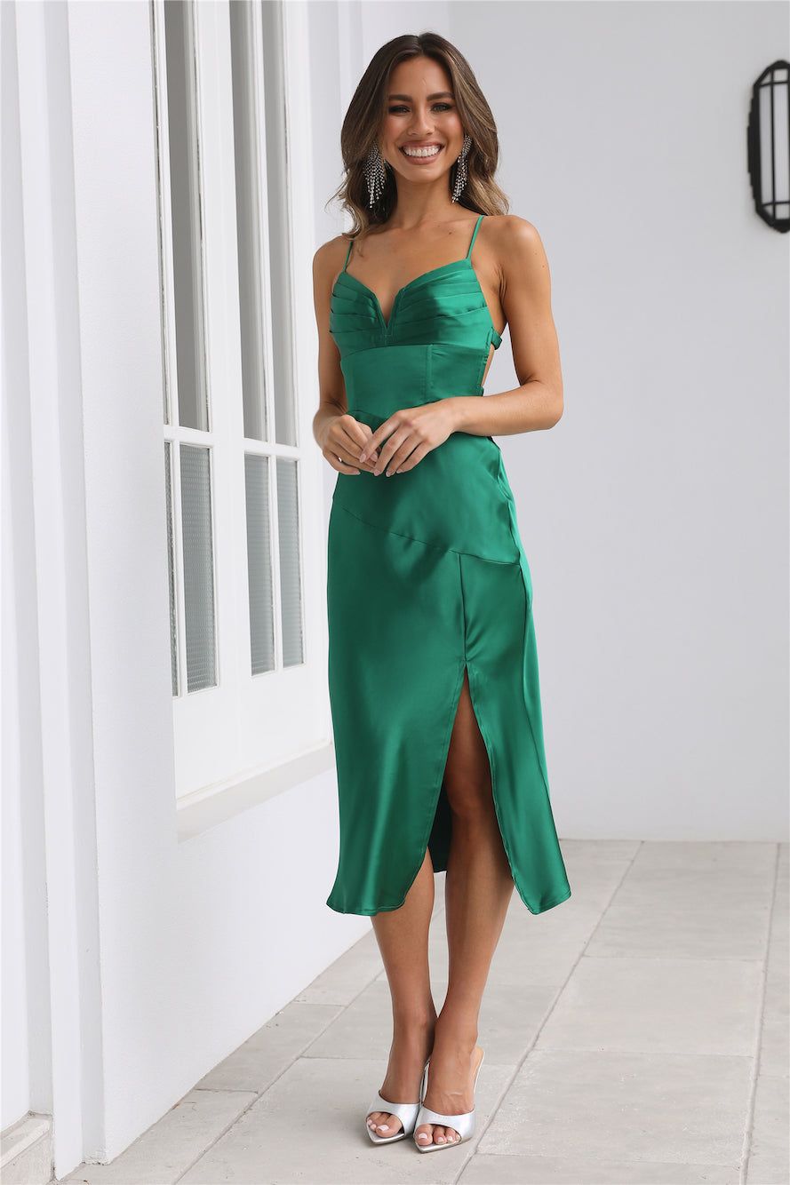 Wishful Thinking Satin Midi Dress Green sold by Hello Molly product image thumbnail 5