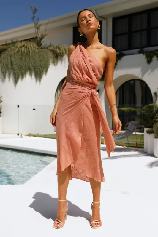 Golden Vibes Midi Dress Blush sold by Hello Molly