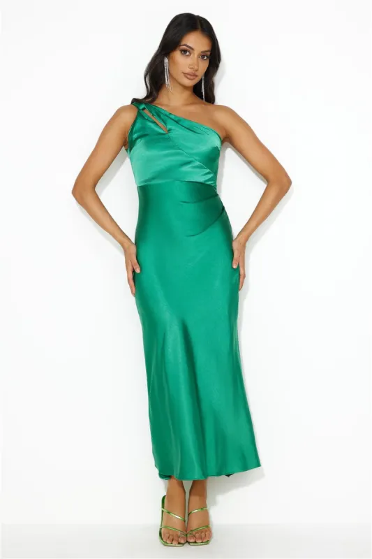Ready On Time One Shoulder Midi Dress Green sold by Hello Molly