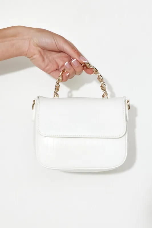 BILLINI Allaiah Handle Bag White Patent Croc sold by Hello Molly