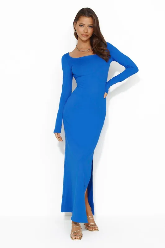 Diamond Oceans Long Sleeve Maxi Dress Blue sold by Hello Molly