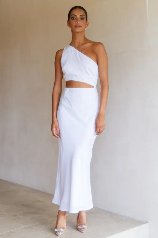 RUNAWAY Cedros Midi Slip Dress White sold by Hello Molly
