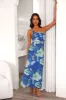 Celebrate Success One Shoulder Mesh Midi Dress Blue sold by Hello Molly