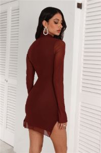 RUNAWAY Jordi Mini Dress Chocolate sold by Hello Molly