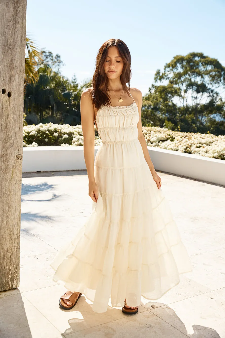 Beauty Retreat Halter Maxi Dress Beige sold by Hello Molly