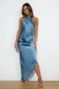 Dressed To Impress Satin Midi Dress Midnight Blue sold by Hello Molly