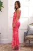 Fun Levels One Shoulder Mesh Maxi Dress Pink sold by Hello Molly