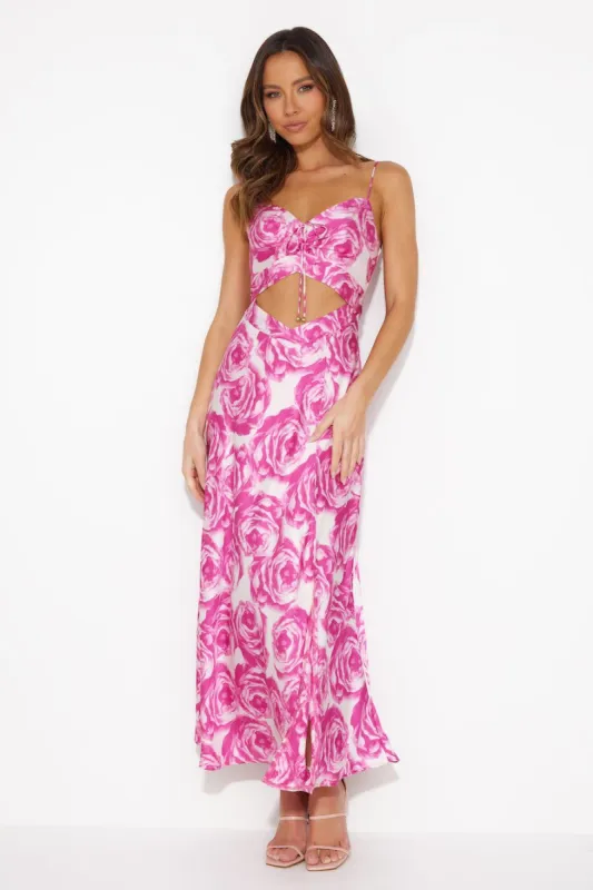 Bloomful Satin Maxi Dress Pink sold by Hello Molly