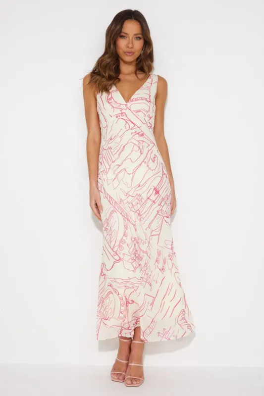Dancing Pictures Maxi Dress White sold by Hello Molly