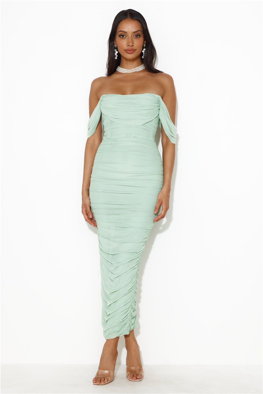 It's Pretty Mesh Maxi Dress Sage sold by Hello Molly product image thumbnail 4
