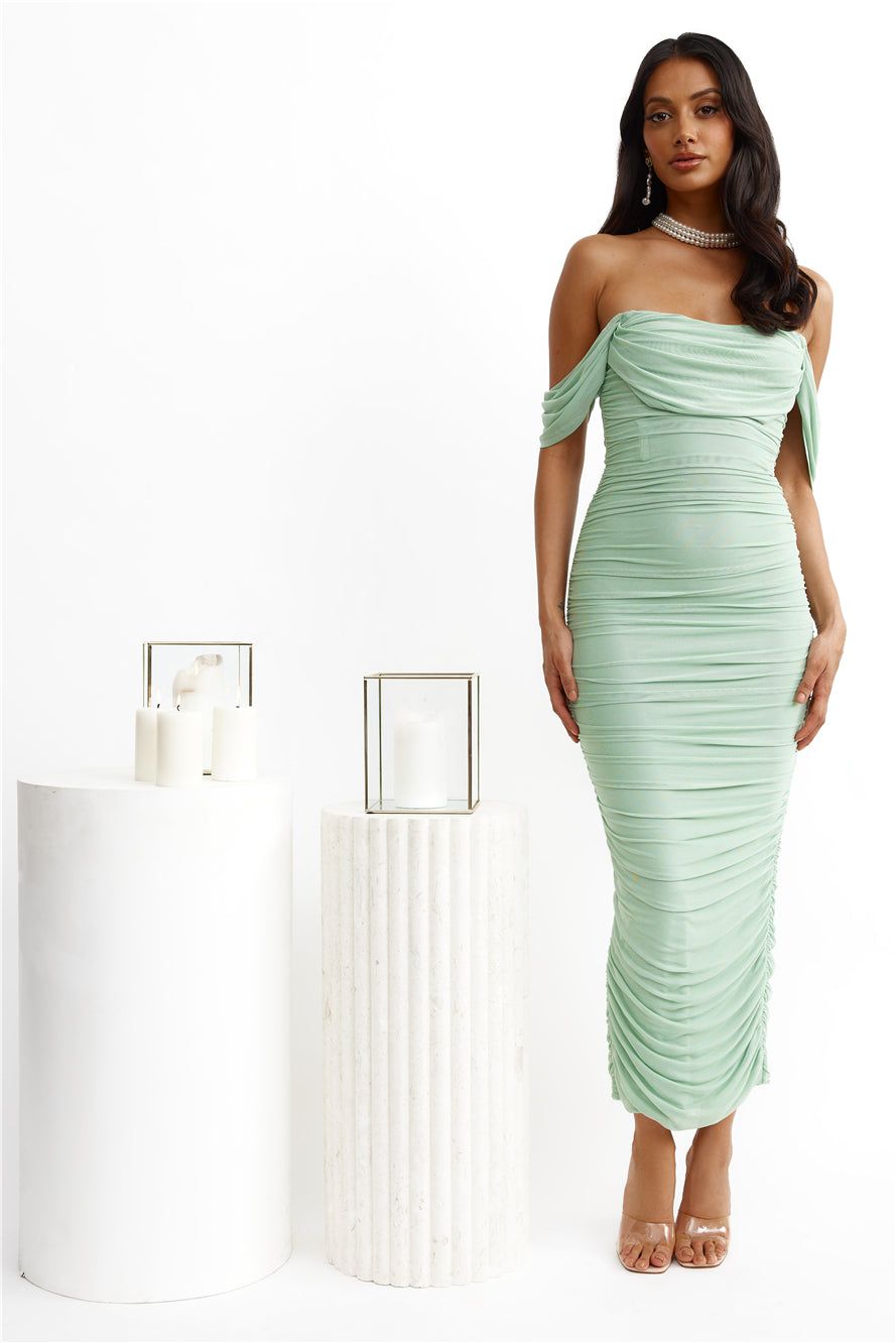 It's Pretty Mesh Maxi Dress Sage sold by Hello Molly