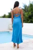 Refined Elegance Satin Maxi Dress Blue sold by Hello Molly