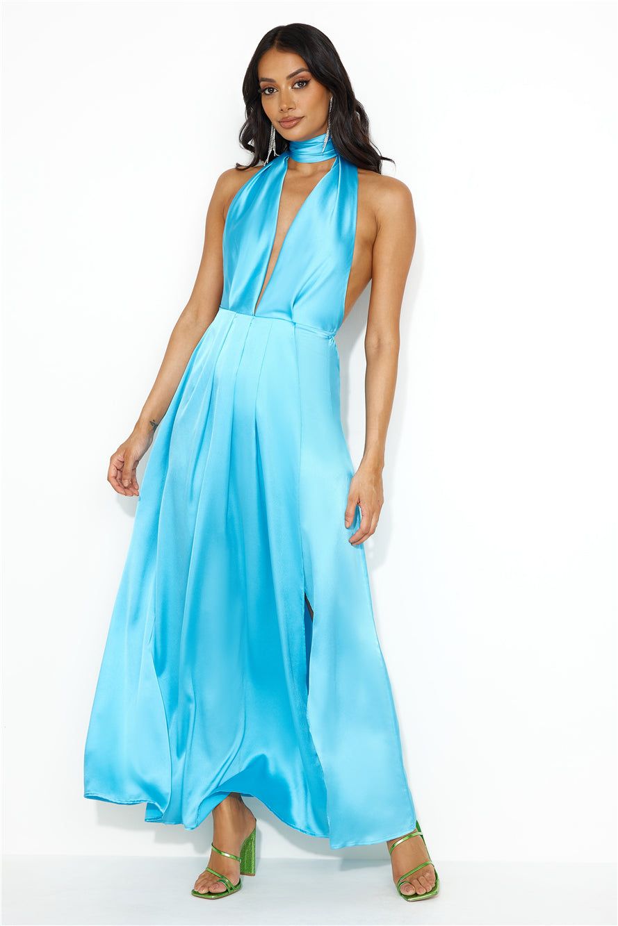 Exciting Event Satin Maxi Dress Blue sold by Hello Molly product image thumbnail 2