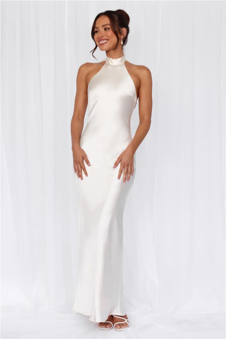 HELLO MOLLY The Cleo Halter Satin Maxi Dress Pearl sold by Hello Molly product image thumbnail 3