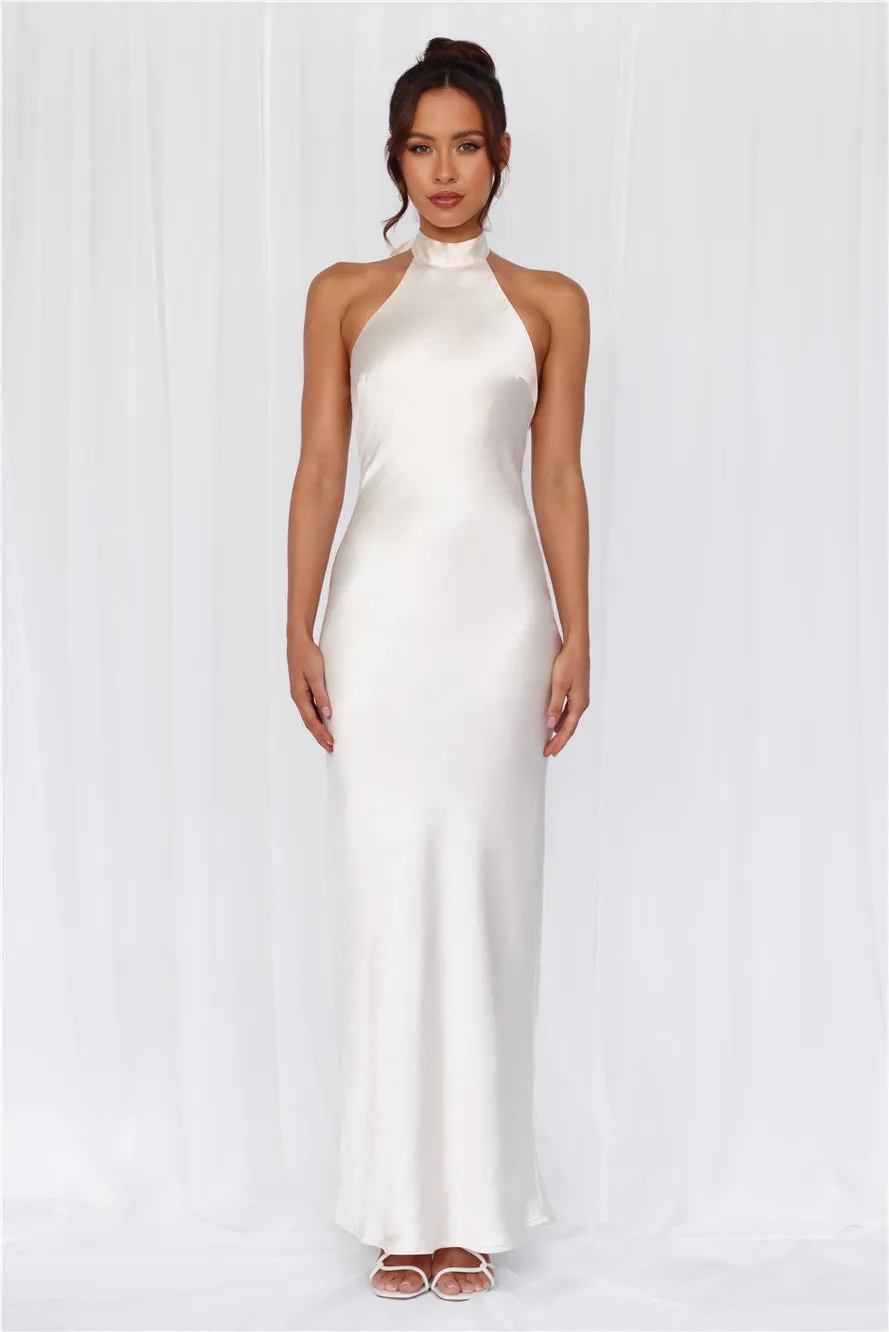 HELLO MOLLY The Cleo Halter Satin Maxi Dress Pearl sold by Hello Molly product image thumbnail 5