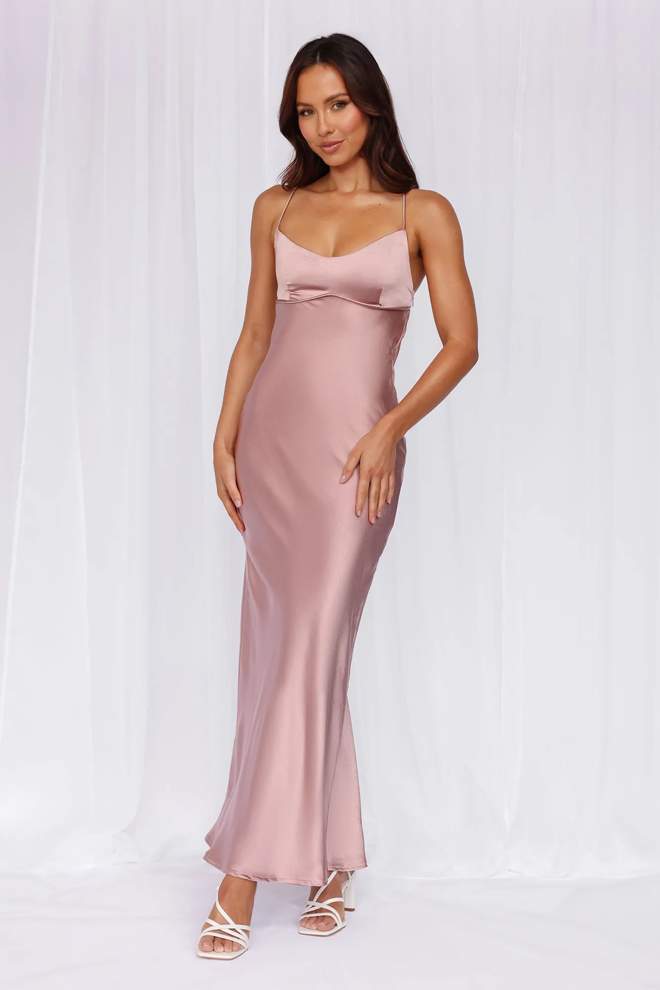 HELLO MOLLY The Samara Satin Maxi Dress Dusty Pink sold by Hello Molly product image thumbnail 5