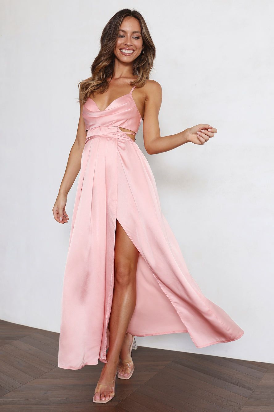 Early Mornings Satin Maxi Dress Pink sold by Hello Molly product image thumbnail 2