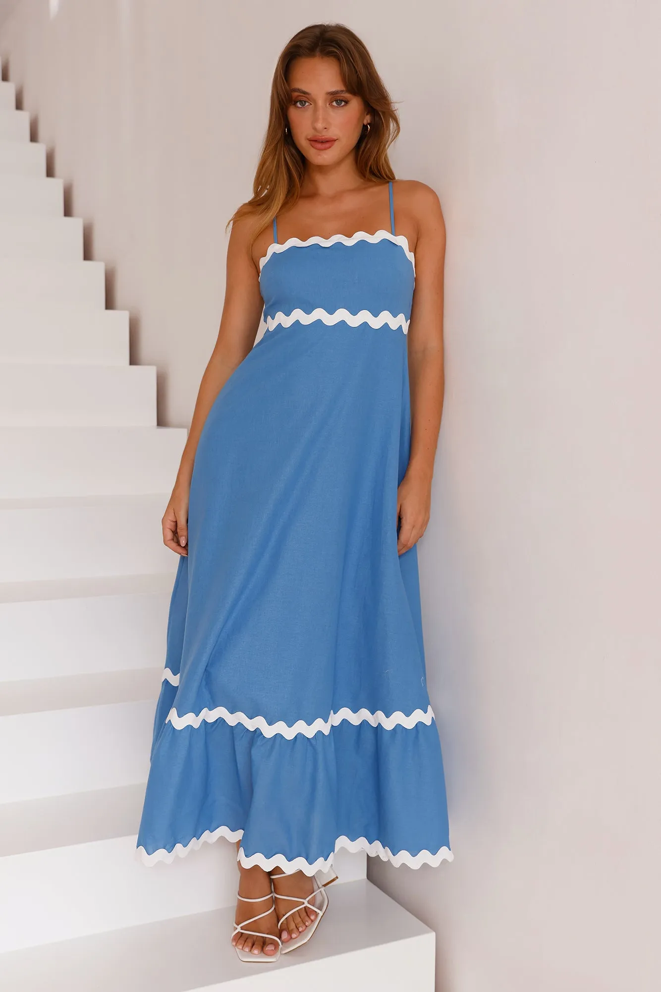 Waves Of Style Maxi Dress Blue sold by Hello Molly