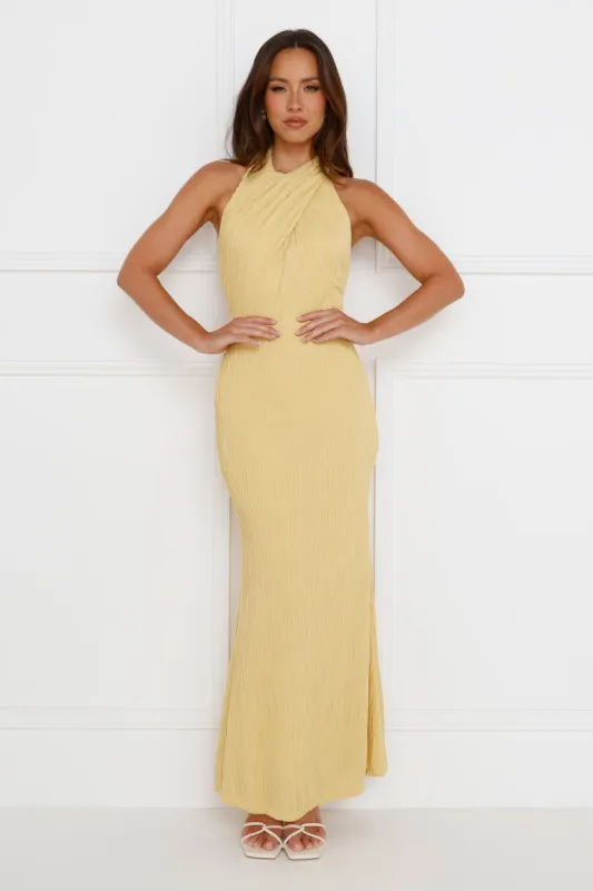 Statements Of Style Halter Maxi Dress Yellow sold by Hello Molly