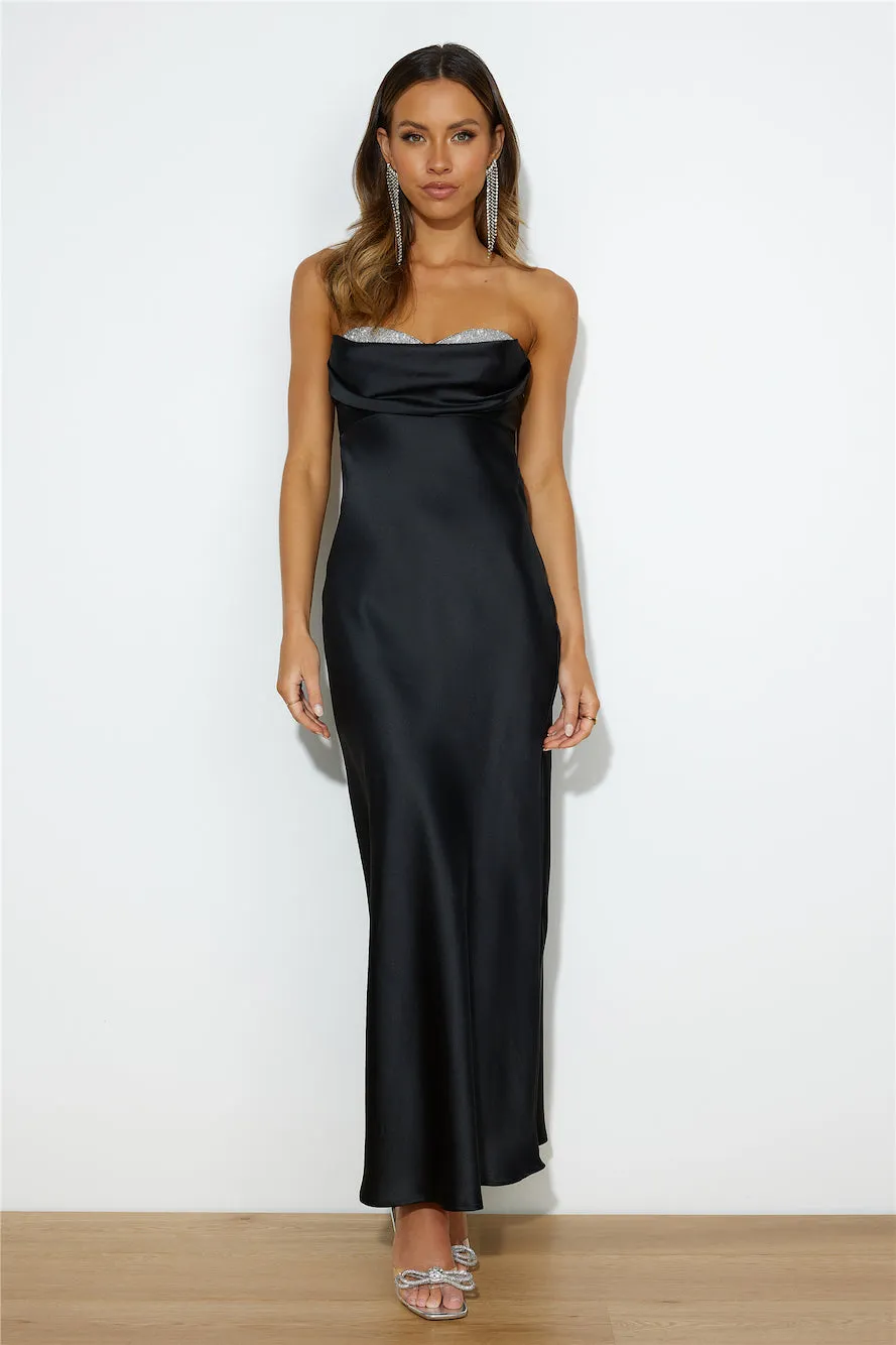 Luxe Dance Satin Maxi Dress Black sold by Hello Molly
