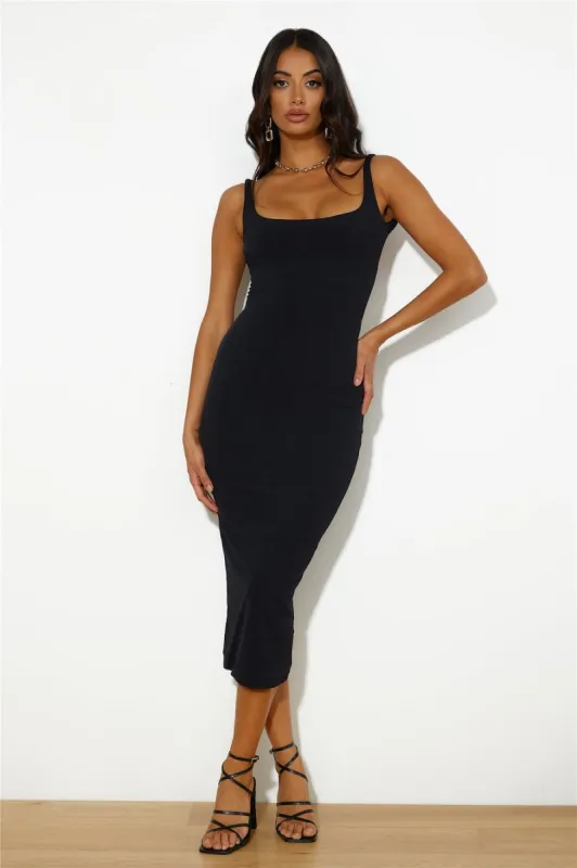 Girls' Night Ribbed Midi Dress Black sold by Hello Molly