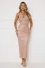 Sparkle To Success Halter Maxi Dress Rose Gold sold by Hello Molly