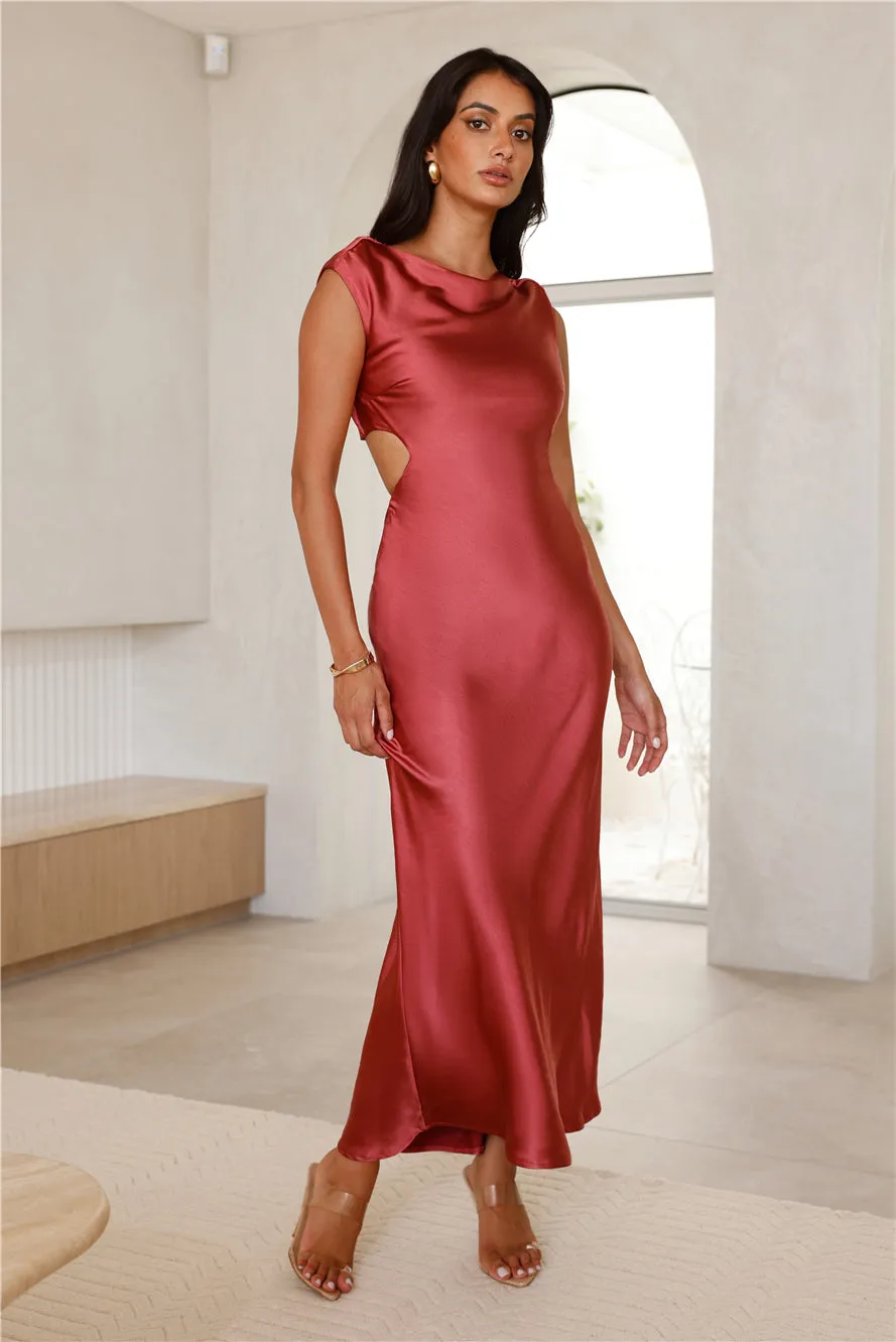 Luxe Destinations Satin Maxi Dress Rust sold by Hello Molly product image thumbnail 2