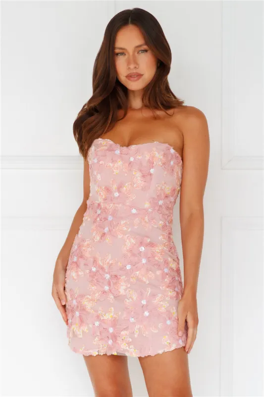 Finding Beauty Strapless Mini Dress Pink sold by Hello Molly