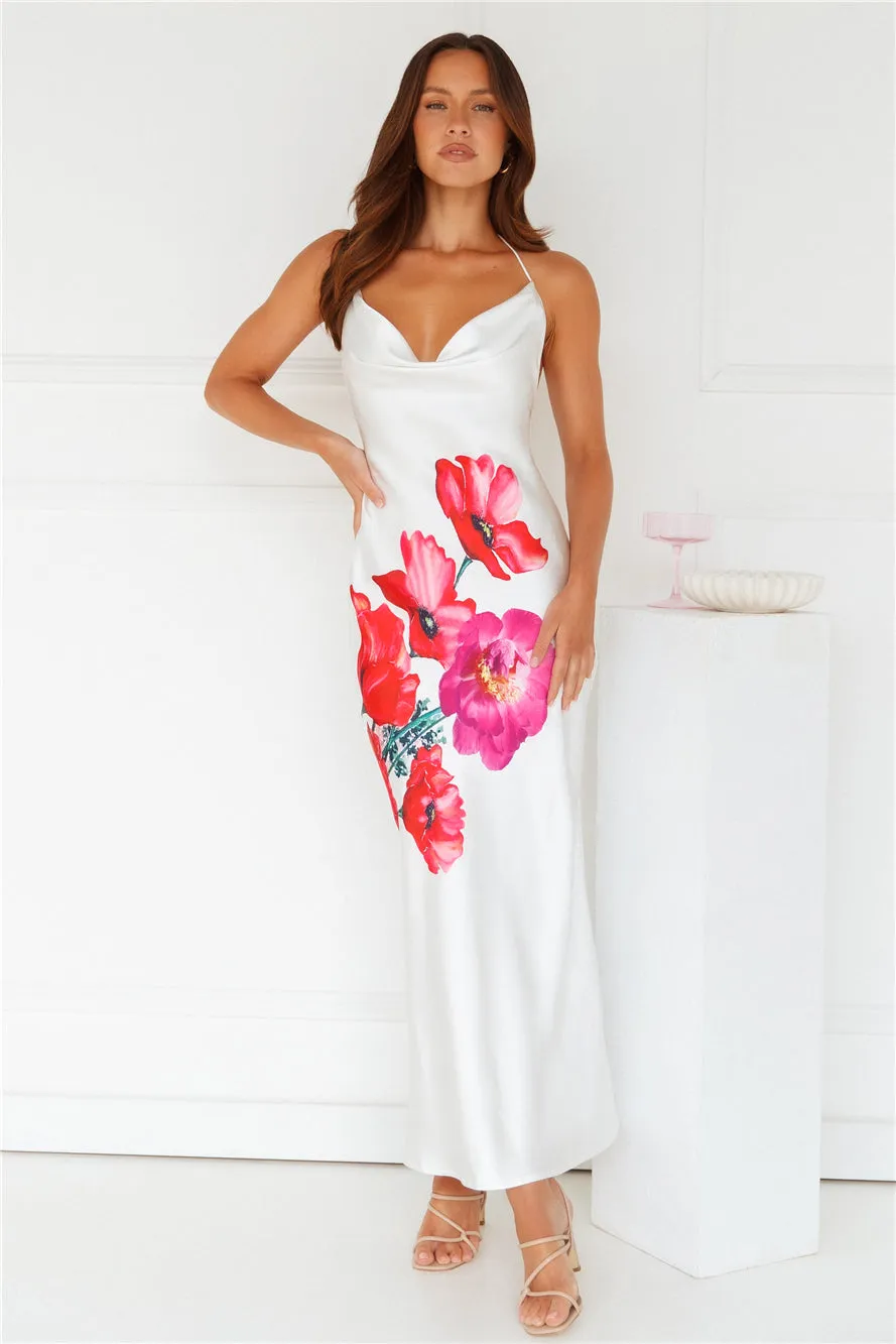 Rebellious Rose Halter Satin Maxi Dress White sold by Hello Molly product image thumbnail 2