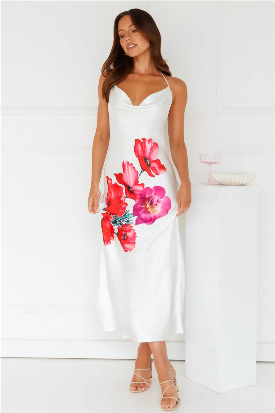 Rebellious Rose Halter Satin Maxi Dress White sold by Hello Molly product image thumbnail 3